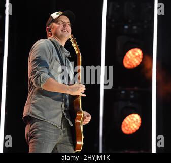 Travis Denning tritt am dritten Tag des CMA Fest 2019 in Nashville auf Stockfoto