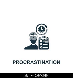 Symbol „Procrastination“. Monochromes, einfaches Symbol für Vorlagen, Webdesign und Infografiken Stock Vektor