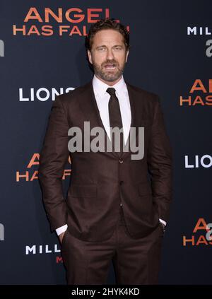 Gerard Butler bei der Premiere von „Angel has Fallen“ in Los Angeles im Regency Village Theatre Stockfoto