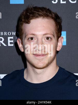 Ethan Slater nimmt an der Derren Brown: Secret Broadway Opening Night Teil - Ankunft im Cort Theatre Stockfoto