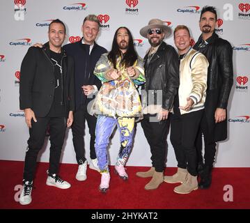 Backstreet Boys und Steve Aoki beim iHeartRadio Music Festival 2019 in der T-Mobile Arena Stockfoto