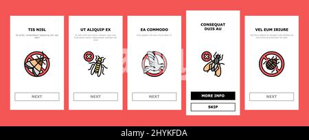 Schädlingsbekämpfung Service Behandlung Onboarding Icons Set Vector Stock Vektor