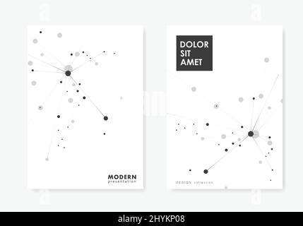 Vektorvorlagen für Präsentationsfolien festlegen. Vektorhintergrund mit Molekülstruktur. Design der Layoutvorlage Stock Vektor