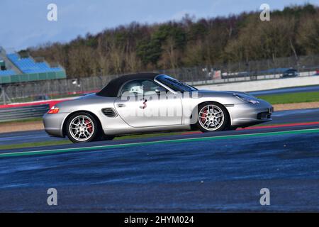 Chris Hudson, Porsche Boxster, Pomeroy Trophy, Vintage Sports Car Club, VSCC, Grand Prix Circuit, Silverstone, Towcester, England.Silverstone Northamp Stockfoto