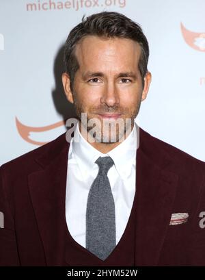 Ryan Reynolds nimmt an der Michael J. Fox Foundation Gala 2019 "A Funny Thing Happened on the Way to Cure Parkinson's" Teil, die am 16. November 2019 im Hilton New York City, USA, stattfand. Stockfoto