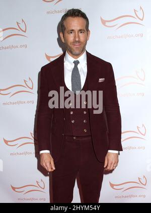 Ryan Reynolds nimmt an der Michael J. Fox Foundation Gala 2019 "A Funny Thing Happened on the Way to Cure Parkinson's" Teil, die am 16. November 2019 im Hilton New York City, USA, stattfand. Stockfoto