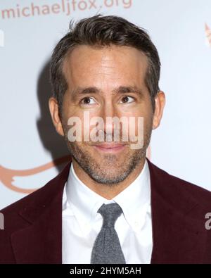 Ryan Reynolds nimmt an der Michael J. Fox Foundation Gala 2019 "A Funny Thing Happened on the Way to Cure Parkinson's" Teil, die am 16. November 2019 im Hilton New York City, USA, stattfand. Stockfoto