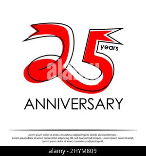 25 Jahre Jubiläum Design-Vorlage. Feier Logo Vektor. Stock Vektor