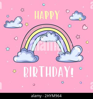 Alles gute zum Geburtstag Grußkarte Vektor Illustration, handgezeichnete Stil. Stock Vektor