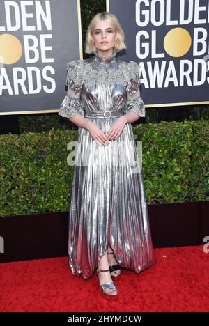 Lucy Boynton bei den Golden Globe Awards 77., die am 5. Januar 2020 im Beverly Hilton Hotel in Beverly Hills, Los Angeles, verliehen wurden. Stockfoto