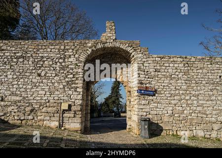 Stadtmauer, Porta Carmine, Erice, Sizilien, Italien Stockfoto