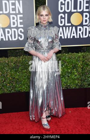 Lucy Boynton bei den Golden Globe Awards 77., die am 5. Januar 2020 im Beverly Hilton Hotel in Beverly Hills, Los Angeles, verliehen wurden. Stockfoto