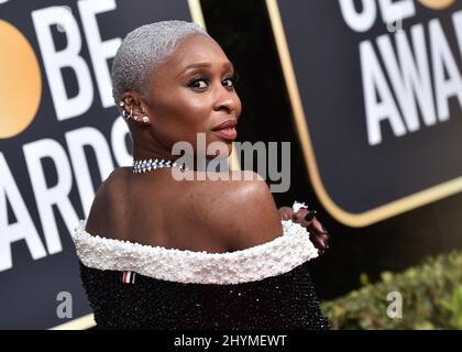 Cynthia Erivo bei den Golden Globe Awards 77., die am 5. Januar 2020 im Beverly Hilton Hotel in Beverly Hills, Stockfoto