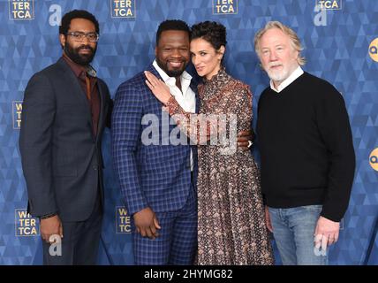 Nichola Pinnock, Curtis '50 Cent' Jackson, Indira Varma und Timothy Busfield beim ABC Winter TCA 2020 Arrivals Carpet im Langham Huntington Hotel Stockfoto