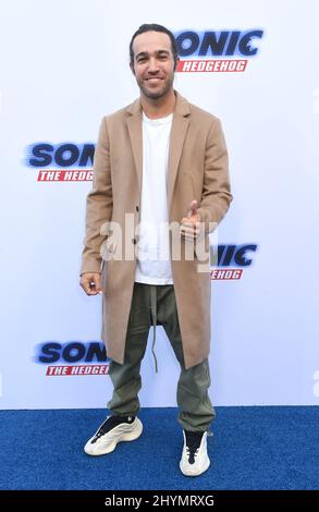 Pete Wentz beim Familientag „Sonic the Hedgehog“, der am 25. Januar 2020 im Paramount Studio in Hollywood, CA, stattfand. Stockfoto