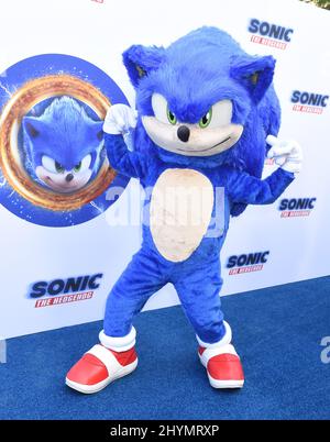 Sonic beim Familienereignis „Sonic the Hedgehog“, das am 25. Januar 2020 im Paramount Studio in Hollywood, CA, stattfand. Stockfoto