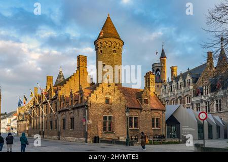 Palais der Herren von Gruuthuse mit dem Gruuthusemuseum in Brügge, Belgien | das mittelalterliche Haus von Louis de Gruuthuse mit Gruuthusemuseum, Brügge, Stockfoto