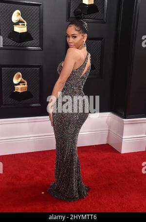 Saweetie nahm an den GRAMMY Awards 2020 Teil, die im Staples Center in Los Angeles, Kalifornien, verliehen wurden. Stockfoto