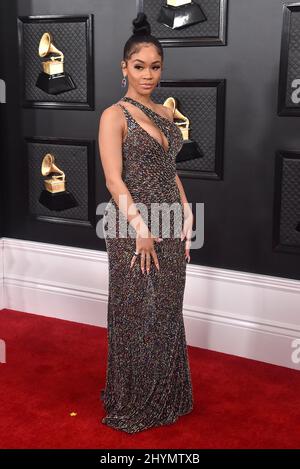 Saweetie nahm an den GRAMMY Awards 2020 Teil, die im Staples Center in Los Angeles, Kalifornien, verliehen wurden. Stockfoto