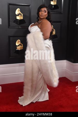 Lizzo nahm an den GRAMMY Awards 2020 im Staples Center in Los Angeles, Kalifornien, Teil. Stockfoto