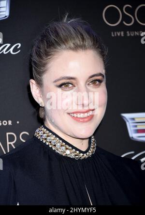 Greta Gerwig bei der jährlichen Oscar Week Party von Cadillac zur Feier der Academy Awards 92., die am 6. Februar 2020 im Chateau Marmont in Los Angeles ausgetragen werden. Stockfoto