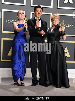 Kazu Hiro, Anne Morgan und Vivian Baker beim Pressesaal der Annual Academy Awards 92., der am 9. Februar 2020 im Dolby Theater in Hollywood, Los Angeles, stattfand. Stockfoto