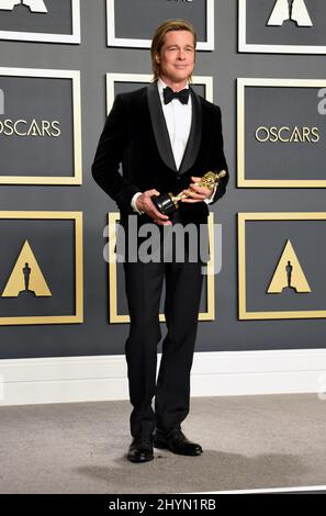 Brad Pitt beim Pressesaal der Annual Academy Awards 92., der am 9. Februar 2020 im Dolby Theater in Hollywood, Los Angeles, stattfand. Stockfoto