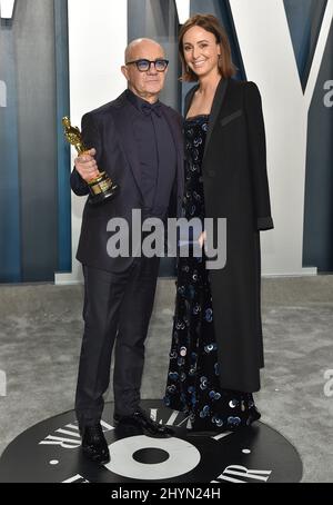 Heather Lynn Hodgins Kidd und Bernie Taupin nahmen an der Vanity Fair Oscar Party 2020 Teil, die im Wallis Annenberg Center for the Performing Arts in Beverly Hills, Kalifornien, stattfand Stockfoto