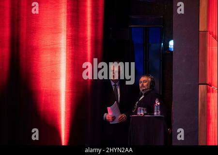 Paris, Frankreich. 15. März 2022. Der französische Präsidentschaftskandidat Jean Lassalle spricht während eines Treffens der AMF (Association des maires de france) am 15. märz 202é in Paris Foto von Eliot Blondt/ABACAPRESS.COM Quelle: Abaca Press/Alamy Live News Stockfoto