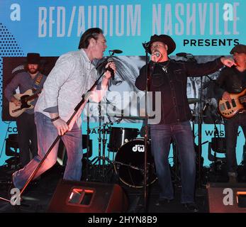 Smith & Wesley auf der Bühne für BFD/Audium Nashville während des Country Radio Seminars 2020 im Omni Nashville in Nashville, Tennessee Stockfoto