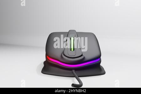 Computermaus 3D Renderbild - Modellmodell der PC-Maus auf isoliertem weißem Hintergrund Stockfoto