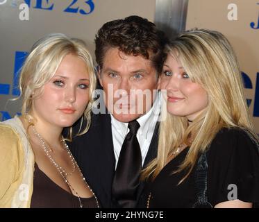 David Hasselhoff & die Töchter Taylor-Ann & Hayley nehmen an der „Click“-Premiere in Los Angeles Teil. Bild: UK Press Stockfoto