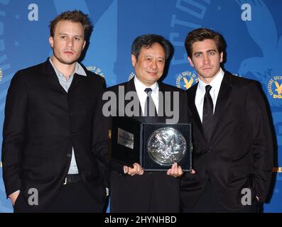 Jake Gyllenhaal, Ang Lee & Heath Ledger nehmen an den Annual Directors Guild Awards 58. in Century City Teil. Bild: UK Press Stockfoto
