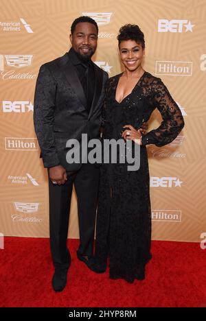 Michael Jai White und Gillian Iliana Waters nahmen an der Preisverleihung des American Black Film Festival Honors Awards Teil, die am Sonntag, 23. Februar 2020 im Beverly Hilton in Beverly Hills, Kalifornien, USA, stattfand Stockfoto