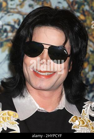 MICHAEL JACKSON BESUCHT SEINE HEIMATSTADT GARY, INDIANA, WO ER DEN SCHLÜSSEL ZUR STADT ERHIELT. BILD: BRITISCHE PRESSE Stockfoto