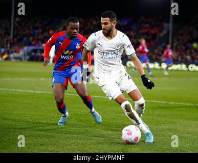 LONDON, Großbritannien, 14. MÄRZ: Riyad Mahrez von Manchester City während der Premier League zwischen Crystal Palace und Manchester City im Selhurst Park Sta Stockfoto