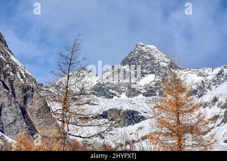 Großglockner, Winter, Lucknerhaus, Schnee, Schneeecke, weiß, schneeweiß, winterlich, Licht, Schatten, Alm, Osttirol, Köndnitztal, Eis, vereist, Spure Stockfoto