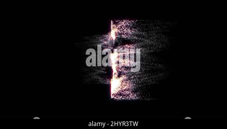 Bild eines nft Krypto-Währungs-Hologramm-Symbols, das sich auf schwarzem Hintergrund dreht Stockfoto