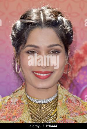 Freida Pinto nimmt an der Mira, Royal Detective Premiere Teil, die am Samstag, 7. März 2020, in Burbank, USA, stattfand. Stockfoto