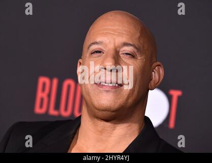 Vin Diesel kommt zur Filmpremiere von Bloodshot, die am 10. März 2020 im Regency Village Theatre in Westwood stattfand Stockfoto