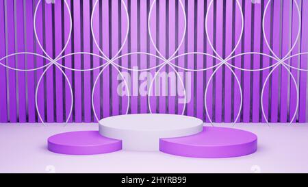 3D Rendering, abstrakter geometrischer Hintergrund, minimalistische primitive Formen, moderner Nachbau, leere Schablone, Leere Vitrine, Ladendisplay. Stockfoto