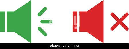 Lautstärke ein und Lautstärke aus. Ton- und Stummschaltungssymbole. Editierbare Vektoren. Stock Vektor