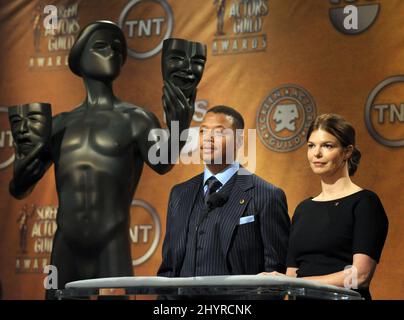 Terrence Howard und Jeanne Trippehorn bei der Nominierung der Annual Screen Actors Guild Awards 14. im Pacific Design Center in West Hollywood, CA. Stockfoto