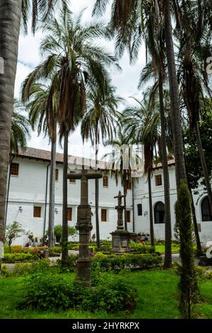 Innenhof der Iglesia de San Francisco, Quito, Ecuador. Stockfoto