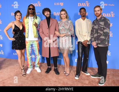 Christine Ko, Gata, Dave Burd, Taylor Misiak, Travis Taco Bennett und Andrew Santino Ankunft an der ¢ €˜Dave¢ €™ Saison 2 Premiere am Greek Theatre am 10. Juni 2021 in Los Angeles, CA. Stockfoto