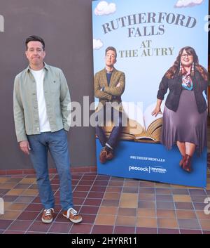 Ed Helms besuchte eine Fotozelle in Los Angeles, Kalifornien Stockfoto