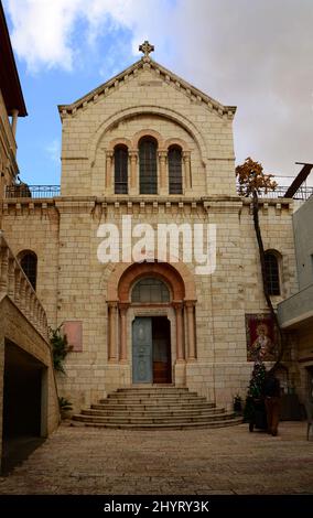 Fassade der Armenischen Kirche Unserer Lieben Frau von der Krampf. Jerusalem, Israel Stockfoto