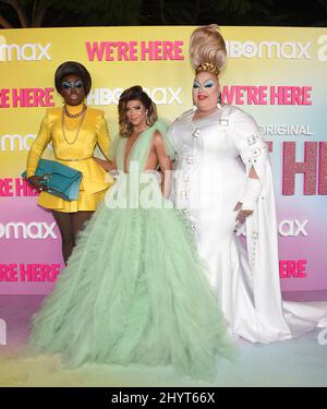 Bob the Drag Queen, Shangela und Eureka kommen zu HBO's €˜We're here' Staffel 2 Premiere am 08. Oktober 2021 im Sony Pictures Studio Lot in Culver City, CA. Stockfoto