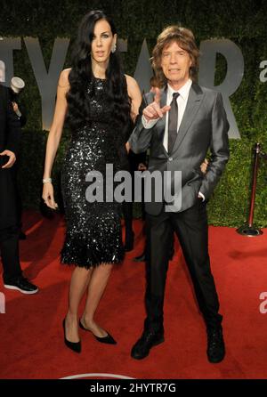 Mick Jagger und L'Wren Scott nahmen an der Vanity Fair Oscar Party 2009 Teil, die im Sunset Tower Hotel, Los Angeles, stattfand. Stockfoto