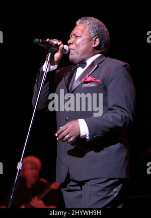 Charlie Thomas während der Original NY Doo Wopp Show von Tony DeLauro, die im Bethel Woods Center for the Arts, New York, stattfand. Stockfoto